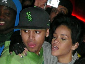 Musicians Rihanna and Chris Brown (domestic violence) embrace each other at the Twenty One club following Brown's concert at Dublin's o2 arena Dublin, Ireland - 08.01.09 ***Not for Internet Use*** Credit: (Mandatory): WENN.com