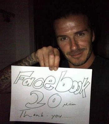 David Beckham posts a Facebook picture to celebrate 20 million likes