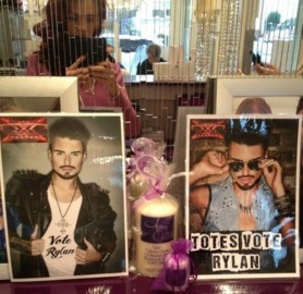 Pictures of Rylan Clark in Amy Childs' salon