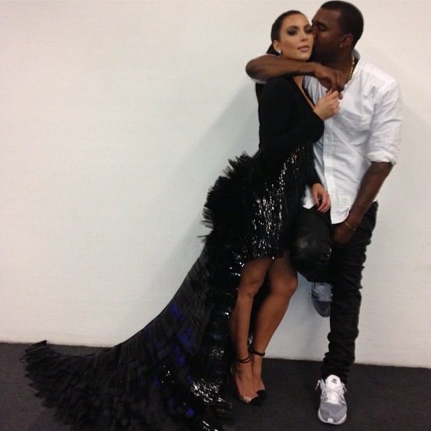 Kim Kardashian with Kanye West backstage at the MTV EMAs 11.11.12