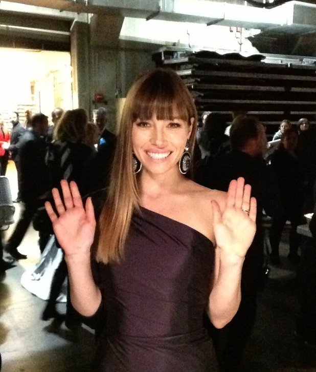 Jessica Biel backstage at the Grammys - The Grammys: Behind the scenes