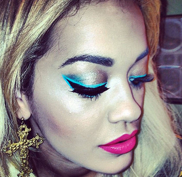 Rita Ora in a Twitter picture showing her make-up on 18 March