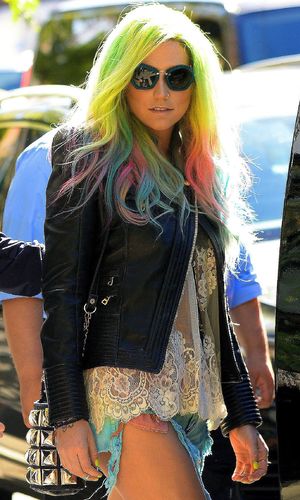 Ke$ha out and about with rainbow hair, New York, America - 24 Sep 2013