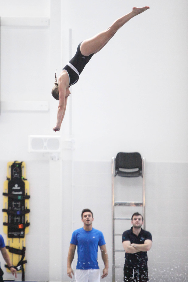 Anna Williamson takes part in ITV's diving show Splash! with Tom Daley - January 2014