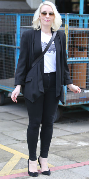 Claire Richards outside ITV studios, 1 April 2014