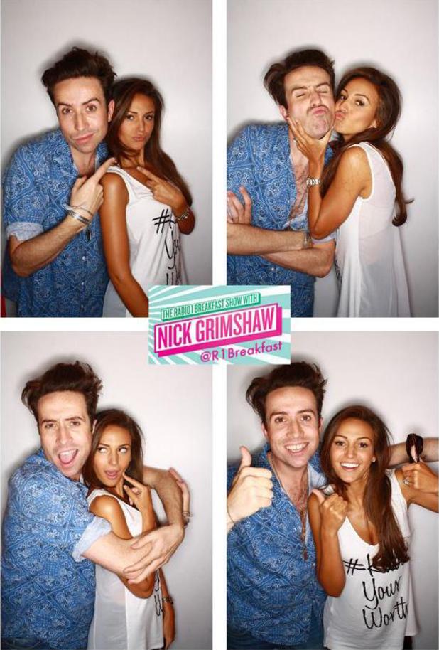 Michelle Keegan pranks Coronation Street star Brooke Vincent with Nick Grimshaw on BBC Radio 1's Breakfast Show (16 July).