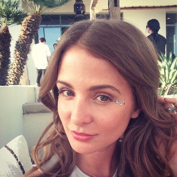 Millie Mackintosh wears face gems at Coachella festival get her look