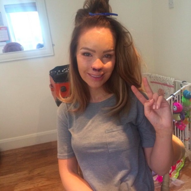 Katie Piper gets her hair 'tamed' before filming her new show Extraordinary Births, 21 August 2015