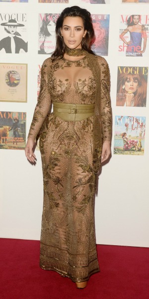 Kim Kardashian Wears Sparkly, See-Through Glad Wrap Dress