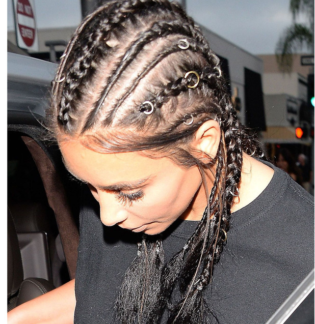 Kim Kardashian Swaps Her Sleek Lob For Tight Cornrows And Hair Rings Beauty News Reveal