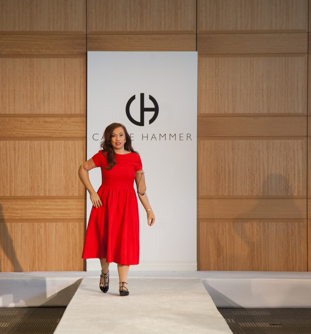 Karen walking for Carrie Hammer at New York Fashion Week