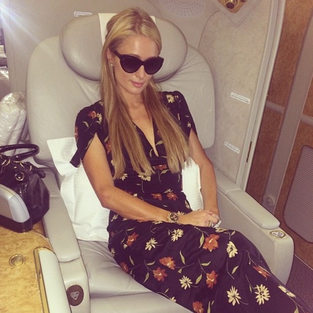 Paris Hilton glam in floral jumpsuit as she lands in Dubai: photos ...