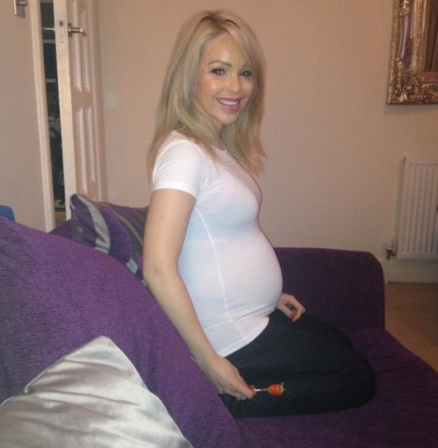 Pregnant Katie Piper shows off growing baby bump in tight white top ...