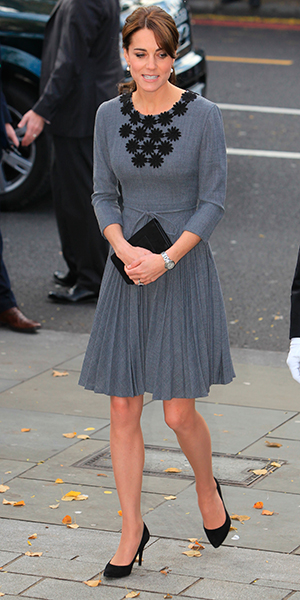 Kate Middleton recycles grey Orla Kiely dress from 2012 to visit Chance ...